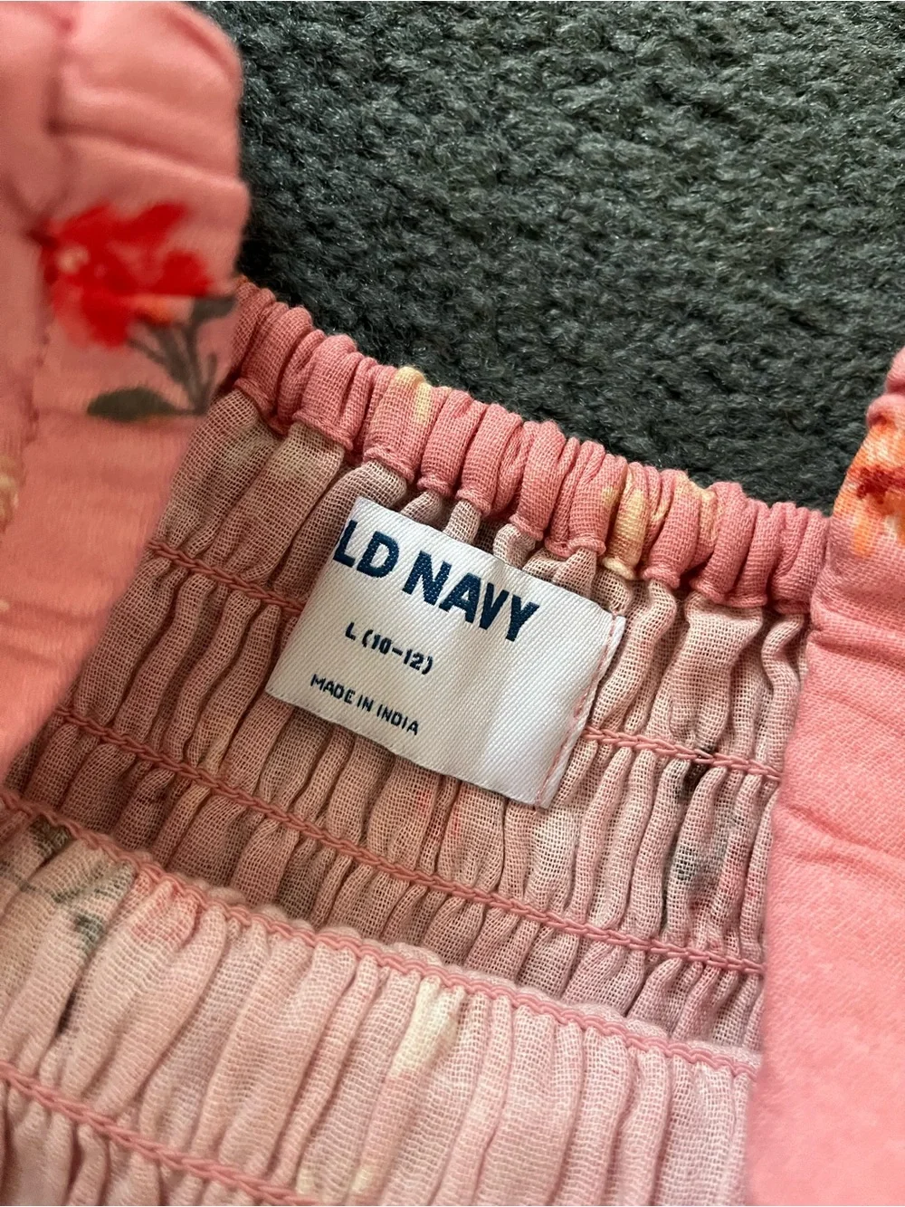 Old Navy Pink Floral Smocked Dress with Puff Sleeves